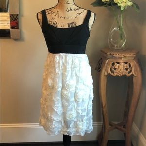 Black and white formal evening dress